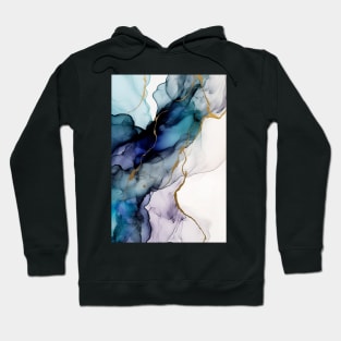 Azure Glimmer - Abstract Alcohol Ink Art Hoodie